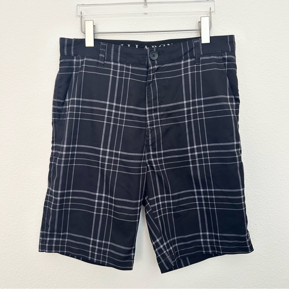 Billabong Black Plaid Board Shorts Lightweight Quick Dry Sporty Size 32 Waist - Picture 1 of 14